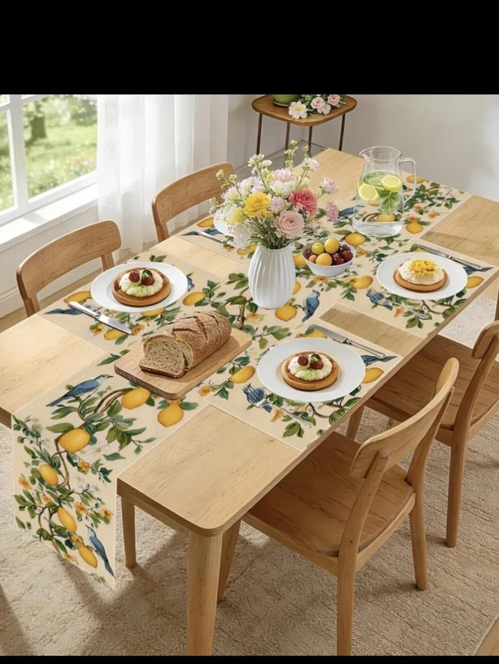 Lemon 🍋 Decor 5pc Set: 1 Table Runner & 4 Placemats NEW